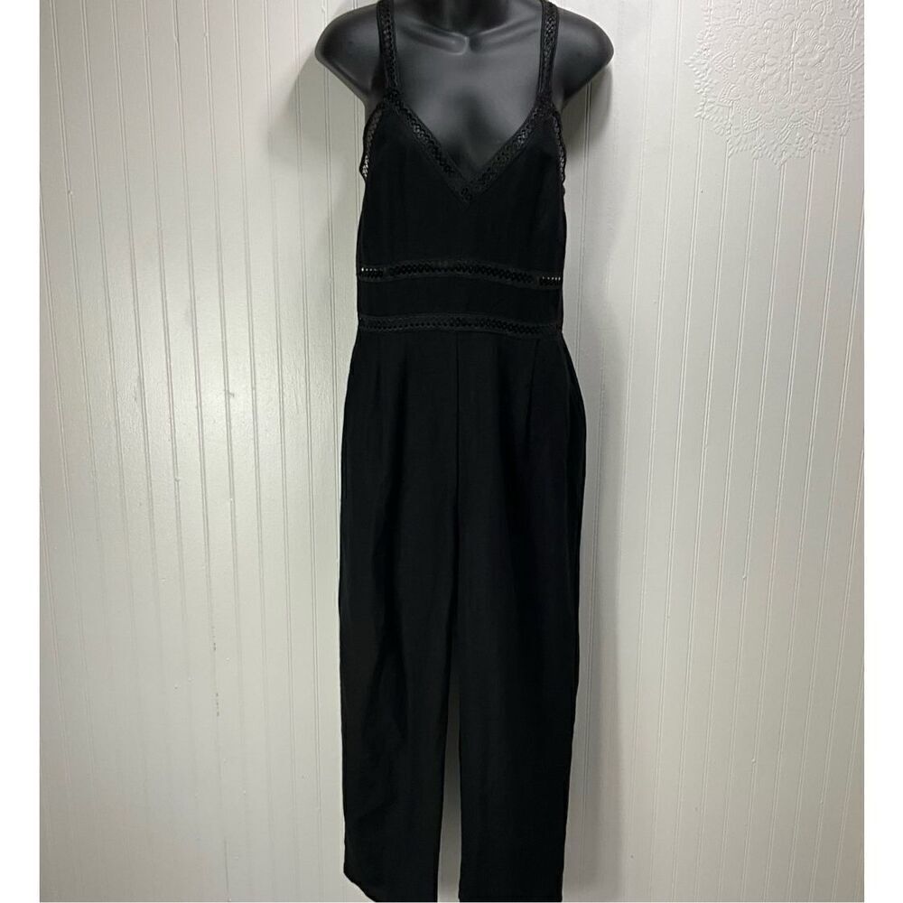 EXPRESS Linen Blend Black Jumpsuit